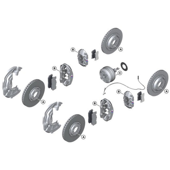 Genuine BMW M Performance Retrofit Carbon Ceramic Brake Kit Front (6 Pot) W/400mm Disc & Rear (4 Pot) W/380mm Disc For BMW G87 M2 | G80 G81 M3 | G82 G83 M4