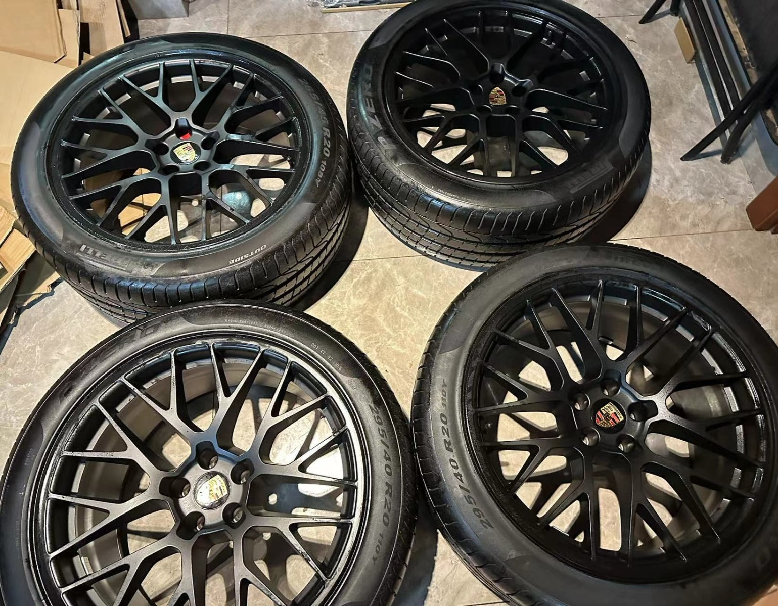 (Demo Car Wheels) 20” Porsche Macan RS Spyder Design OE Complete Wheels Set