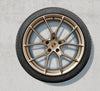 20/21-inch 911 Carrera lightweight wheel set painted in Neodyme.
